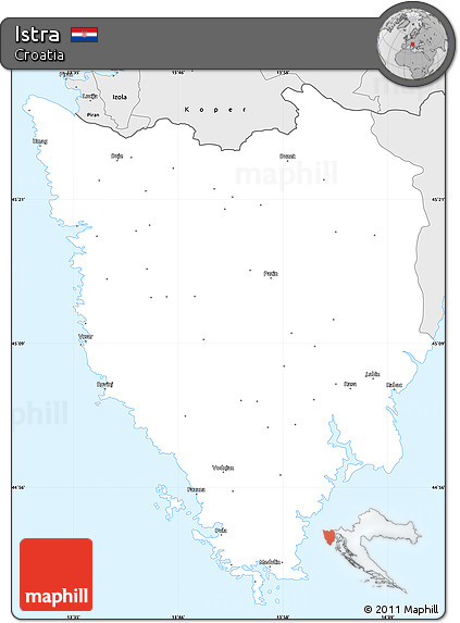 Silver Style Simple Map of Istra