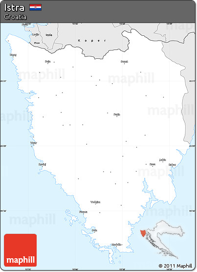 Silver Style Simple Map of Istra