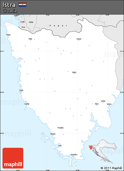 Silver Style Simple Map of Istra