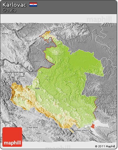 Physical 3D Map of Karlovac, desaturated