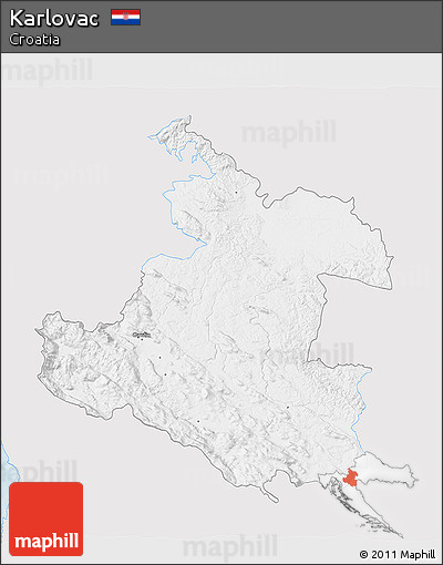 Silver Style 3D Map of Karlovac, single color outside