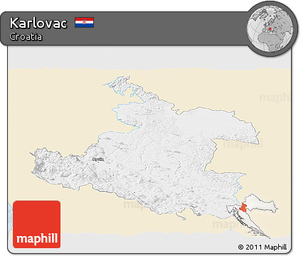 Classic Style Panoramic Map of Karlovac, single color outside