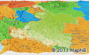 Physical Panoramic Map of Karlovac, political outside