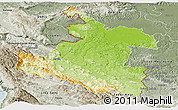 Physical Panoramic Map of Karlovac, semi-desaturated