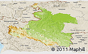 Physical Panoramic Map of Karlovac, shaded relief outside