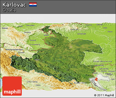 Satellite Panoramic Map of Karlovac, physical outside