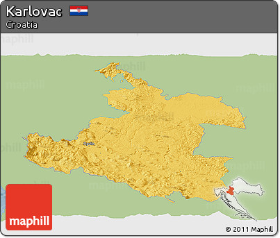 Savanna Style Panoramic Map of Karlovac, single color outside