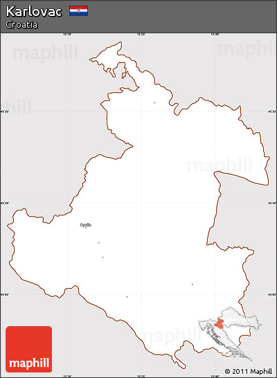 Classic Style Simple Map of Karlovac, cropped outside