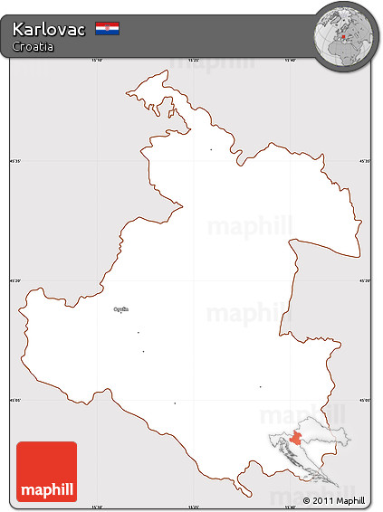 Classic Style Simple Map of Karlovac, cropped outside