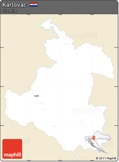 Classic Style Simple Map of Karlovac, single color outside