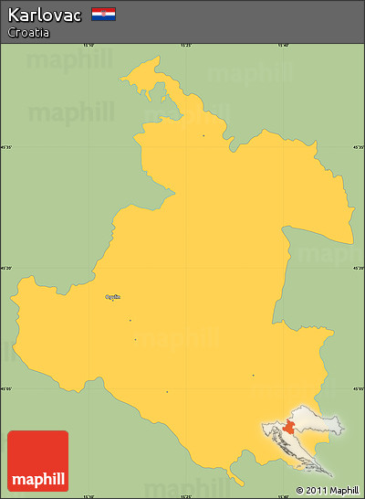 Savanna Style Simple Map of Karlovac, single color outside