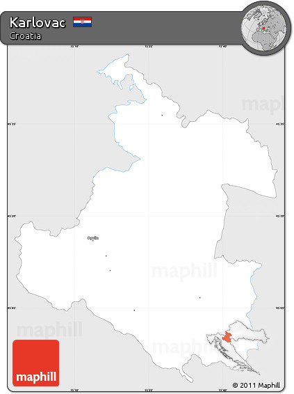 Silver Style Simple Map of Karlovac, single color outside