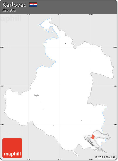 Silver Style Simple Map of Karlovac, single color outside