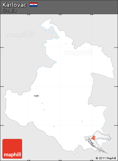 Silver Style Simple Map of Karlovac, single color outside