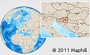 Shaded Relief Location Map of Krapina-Zagorje