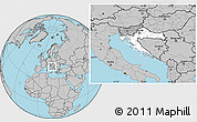 Blank Location Map of Croatia, gray outside