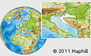 Blank Location Map of Croatia, physical outside