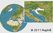 Blank Location Map of Croatia, satellite outside