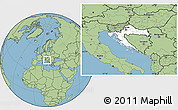 Blank Location Map of Croatia, savanna style outside