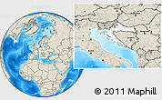 Blank Location Map of Croatia, shaded relief outside