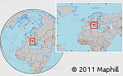 Gray Location Map of Croatia, within the entire continent