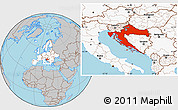 Gray Location Map of Croatia, highlighted continent