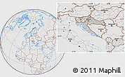 Gray Location Map of Croatia, lighten, desaturated