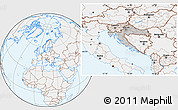 Gray Location Map of Croatia, lighten