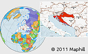 Political Location Map of Croatia, highlighted continent