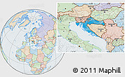 Political Location Map of Croatia, lighten