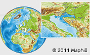 Political Location Map of Croatia, physical outside