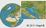 Political Location Map of Croatia, satellite outside