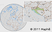 Savanna Style Location Map of Croatia, lighten, desaturated