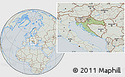 Savanna Style Location Map of Croatia, lighten, semi-desaturated