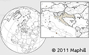 Shaded Relief Location Map of Croatia, blank outside