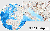 Shaded Relief Location Map of Croatia, lighten, land only