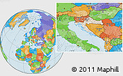 Shaded Relief Location Map of Croatia, political outside