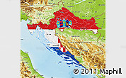 Flag Map of Croatia, physical outside