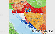 Flag Map of Croatia, political shades outside