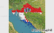 Flag Map of Croatia, satellite outside