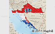 Flag Map of Croatia, shaded relief outside