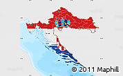 Flag Map of Croatia, single color outside, bathymetry sea