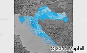 Political Shades Map of Croatia, darken, desaturated