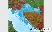 Political Shades Map of Croatia, darken, land only