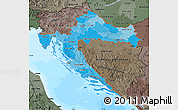 Political Shades Map of Croatia, darken, semi-desaturated, land only