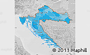Political Shades Map of Croatia, lighten, desaturated