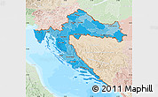 Political Shades Map of Croatia, lighten, land only