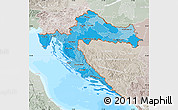 Political Shades Map of Croatia, lighten, semi-desaturated, land only