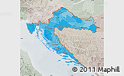 Political Shades Map of Croatia, lighten, semi-desaturated