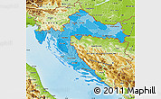 Political Shades Map of Croatia, physical outside